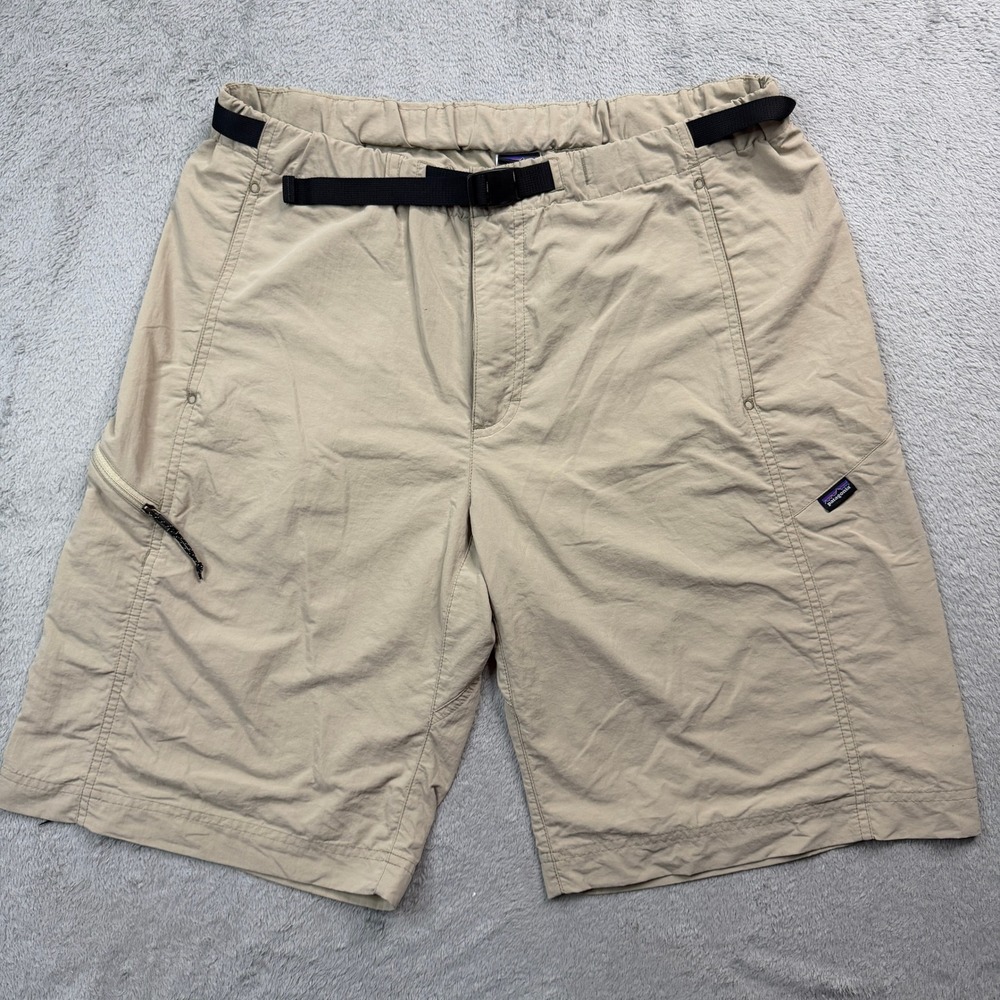 Patagonia Mens Gi III Hiking Shorts Tan Khaki Nylon Belted Size Large EUC! Clean